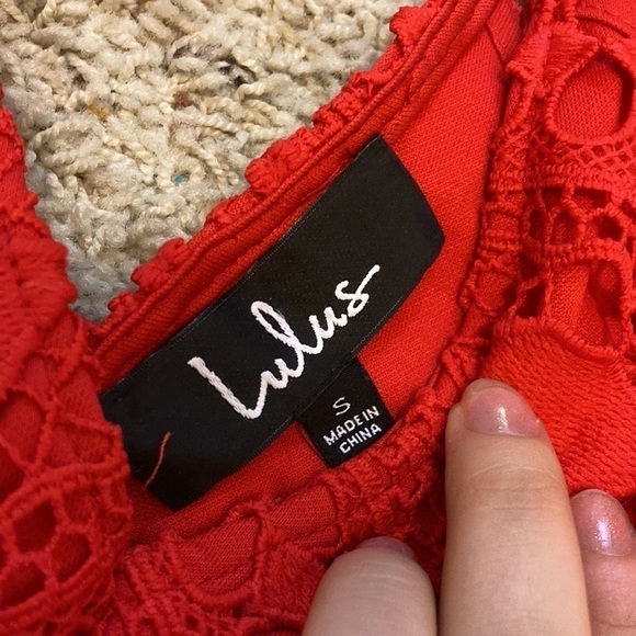 Lulu's Red Lace Mini Dress - Picture 4 of 4